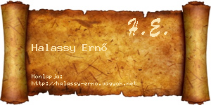 Halassy Ernő névjegykártya